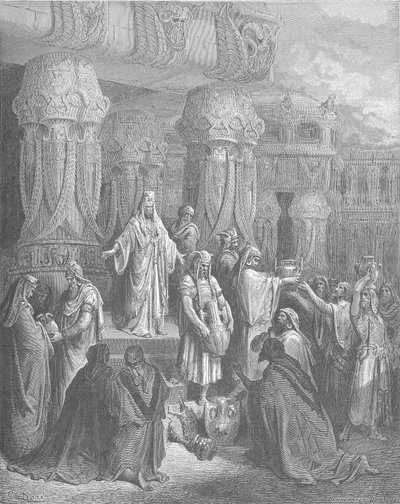 Cyrus herstelt de tempelvaten door Gustave Dore